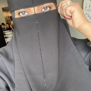 Reg-Stoned String & Face (Black) Line Niqab