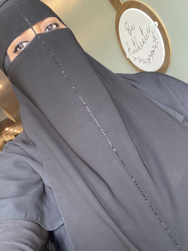 Reg-Stoned String & Face (Black) Line Niqab - Image 2