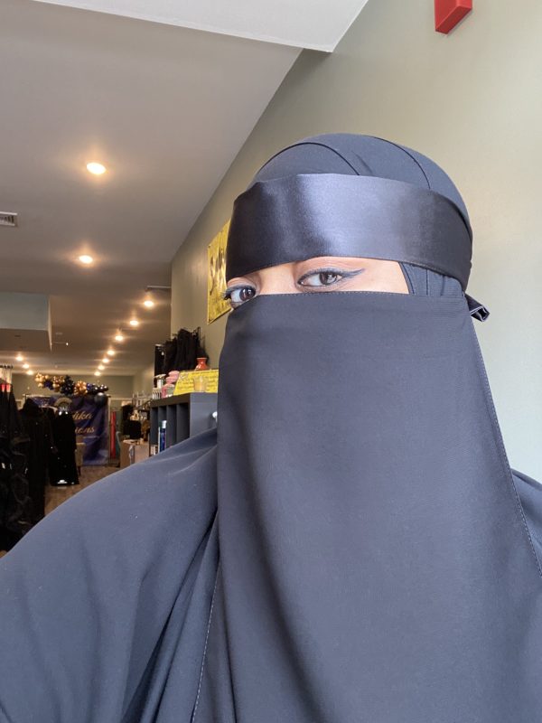 Satin Band Plain Niqab - Image 2
