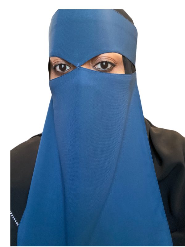 Plain Teal Blue Point Connect Niqab