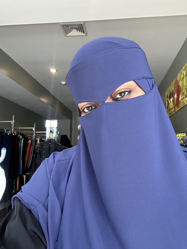 Plain Blue Point Connect Niqab - Image 2