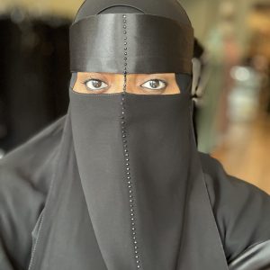 Satin Stoned String & Face (Black) Line Niqab