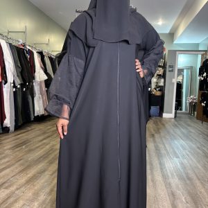 Sheer Cuff Sleeve Zip Abiyah w/ Pockets