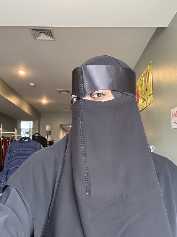 Double Stone Line Satin Point Connect Niqab - Image 2