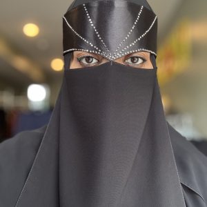 Satin Gunmetal Burst Stone Niqab