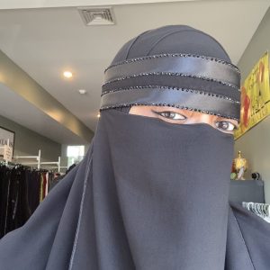 Wide Double Satin Stone Edge Niqab