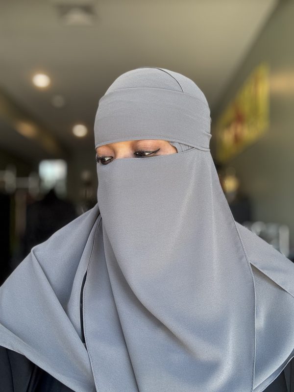 Plain 2pc Grey Shaylah & Niqab Set - Image 2