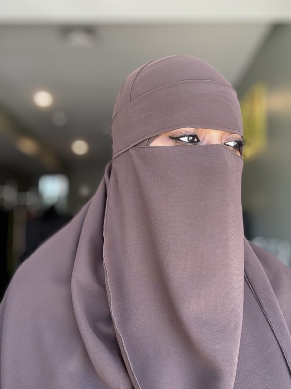 Plain 2 pc Light Brown Shaylah & Niqab Set - Image 2