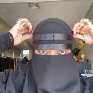 Double Satin Vertical Stone Line Niqab