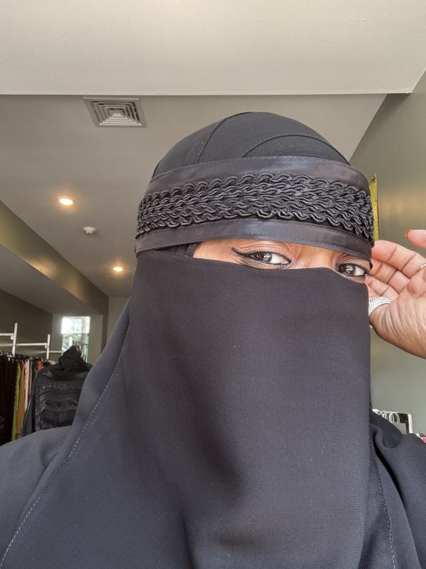 Double Satin w/ Braid Trim Niqab - Image 2