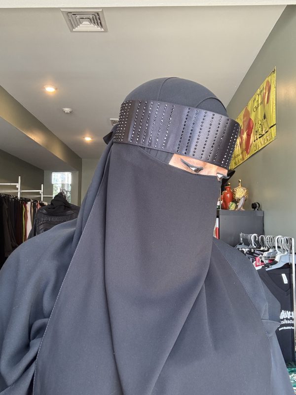 Satin band Niqab w/ Vertical Stone Lines