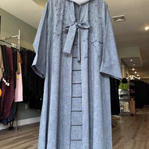 Hand Beaded Blue & Grey Open Duster