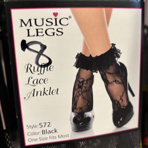 Ruffle Lace Black Ankle Socks