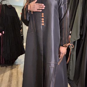 Button Satin Duster w/ Raised Stitch Design & Shaylah