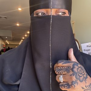 Satin Gunmetal Stone String Niqab