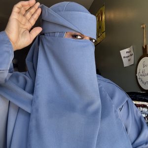 Grey Makeup Long Niqab
